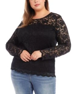 Floral Lace Top - Karen Kane Plus -Karen Kane 13218305 fpx