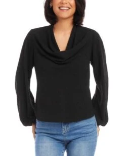 Cowl Neck Blouson Sleeve Top - Karen Kane -Karen Kane 13218360 fpx