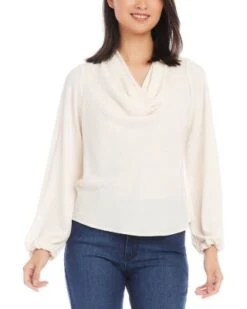 Cowl Neck Blouson Sleeve Top - Karen Kane -Karen Kane 13218373 fpx
