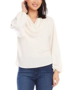 Cowl Neck Blouson Sleeve Top - Karen Kane -Karen Kane 13218376 fpx
