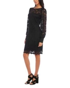 Petites Lace Boat Neck Shift Dress - Karen Kane -Karen Kane 13218387 fpx
