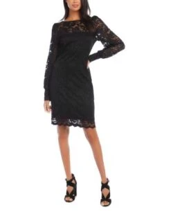 Petites Lace Boat Neck Shift Dress - Karen Kane -Karen Kane 13218388 fpx