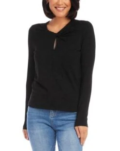 Twisted Neck Keyhole Top - Karen Kane