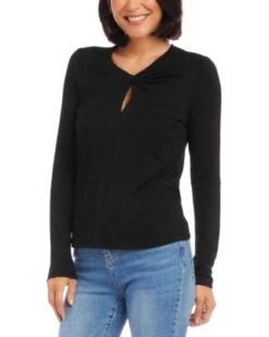 Twisted Neck Keyhole Top - Karen Kane -Karen Kane 13218403 fpx