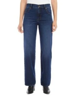 Mid Rise Wide Leg Jeans In Denim - Karen Kane