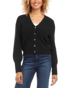 Ribbed V Neck Cardigan - Karen Kane -Karen Kane 13243494 fpx