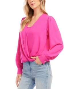 Petites Drape Front Top - Karen Kane -Karen Kane 13243590 fpx