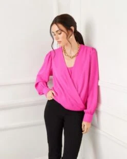 Petites Drape Front Top - Karen Kane -Karen Kane 13243591 fpx