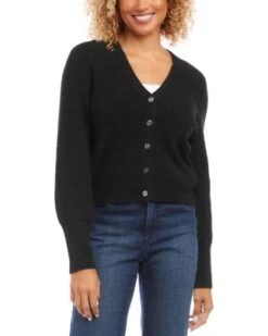 Ribbed V Neck Cardigan - Karen Kane -Karen Kane 13243610 fpx