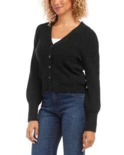 Ribbed V Neck Cardigan - Karen Kane -Karen Kane 13243611 fpx