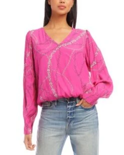 V Neck Blouse - Karen Kane -Karen Kane 13245310 fpx