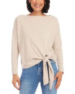 Boat Neck Tie Hem Top - Karen Kane