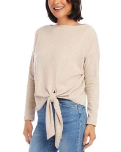 Boat Neck Tie Hem Top - Karen Kane -Karen Kane 13259823 fpx