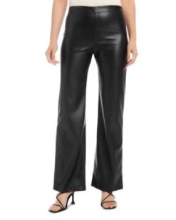 Wide Leg Faux Leather Pants - Karen Kane