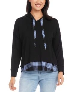 Contrast Hem Hoodie - Karen Kane