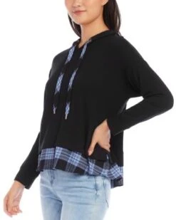 Contrast Hem Hoodie - Karen Kane -Karen Kane 13259865 fpx