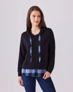 Contrast Hem Hoodie - Karen Kane -Karen Kane 13259866 fpx