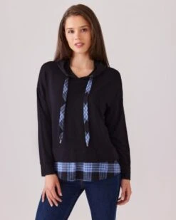 Contrast Hem Hoodie - Karen Kane -Karen Kane 13259867 fpx