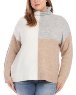Color Blocked Sweater - Karen Kane Plus