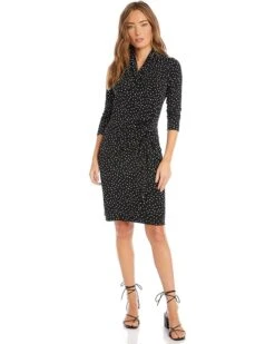 Karen Kane 3/4 Sleeve Cascade Wrap Dress