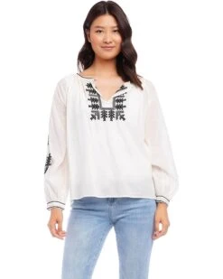 Karen Kane Embroidered Peasant Top