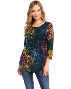Karen Kane Tie-Dye Burnout Shirttail Top