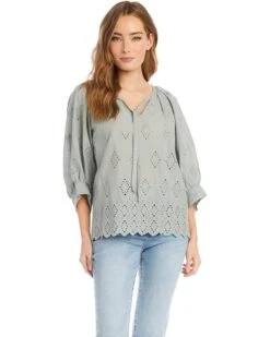 Karen Kane Eyelet Peasant Top