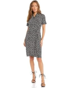 Karen Kane Short Sleeve Cascade Wrap Dress