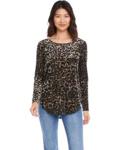 Karen Kane Velvet Burnout Shirttail Top