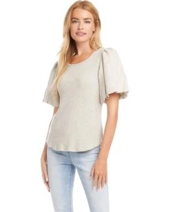 Karen Kane Contrast Linen Sleeve Top