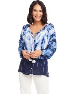 Karen Kane Button-Up Peasant Top