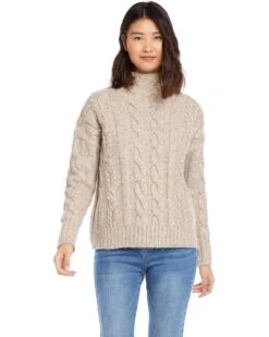 Karen Kane Mock Neck Cable Sweater