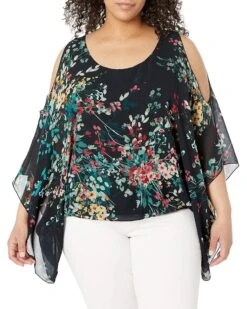 Karen Kane Women's Plus Size Cold Shoulder Scarf Top