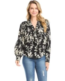 Karen Kane Long Sleeve Bow Blouse