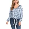 Karen Kane Tie Front Peasant Top