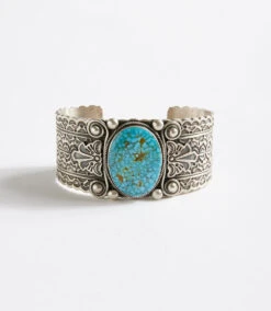 Oval Turquoise Stone Cuff Bracelet