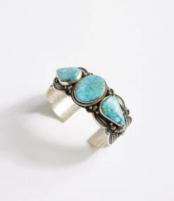 Kingman Turquoise Stone Cuff Bracelet