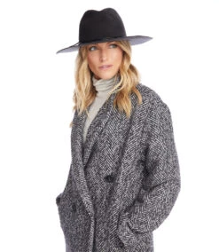 Leather Trim Velour Hat -Karen Kane H300004 BLK 2959 4e35d73e 7ff2 41db 8459 825824e5781d