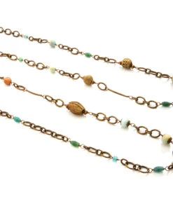 Beaded Chain Necklace 5 Beaded Chain Necklace -Karen Kane N100062 MUL 1