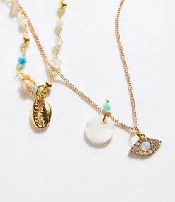 Multi Strand Beaded Charm Necklace