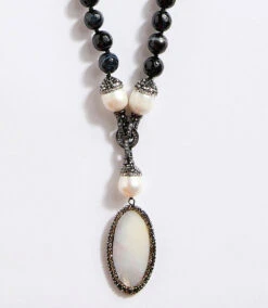 Beaded Long Mother Of Pearl Necklace -Karen Kane N300020