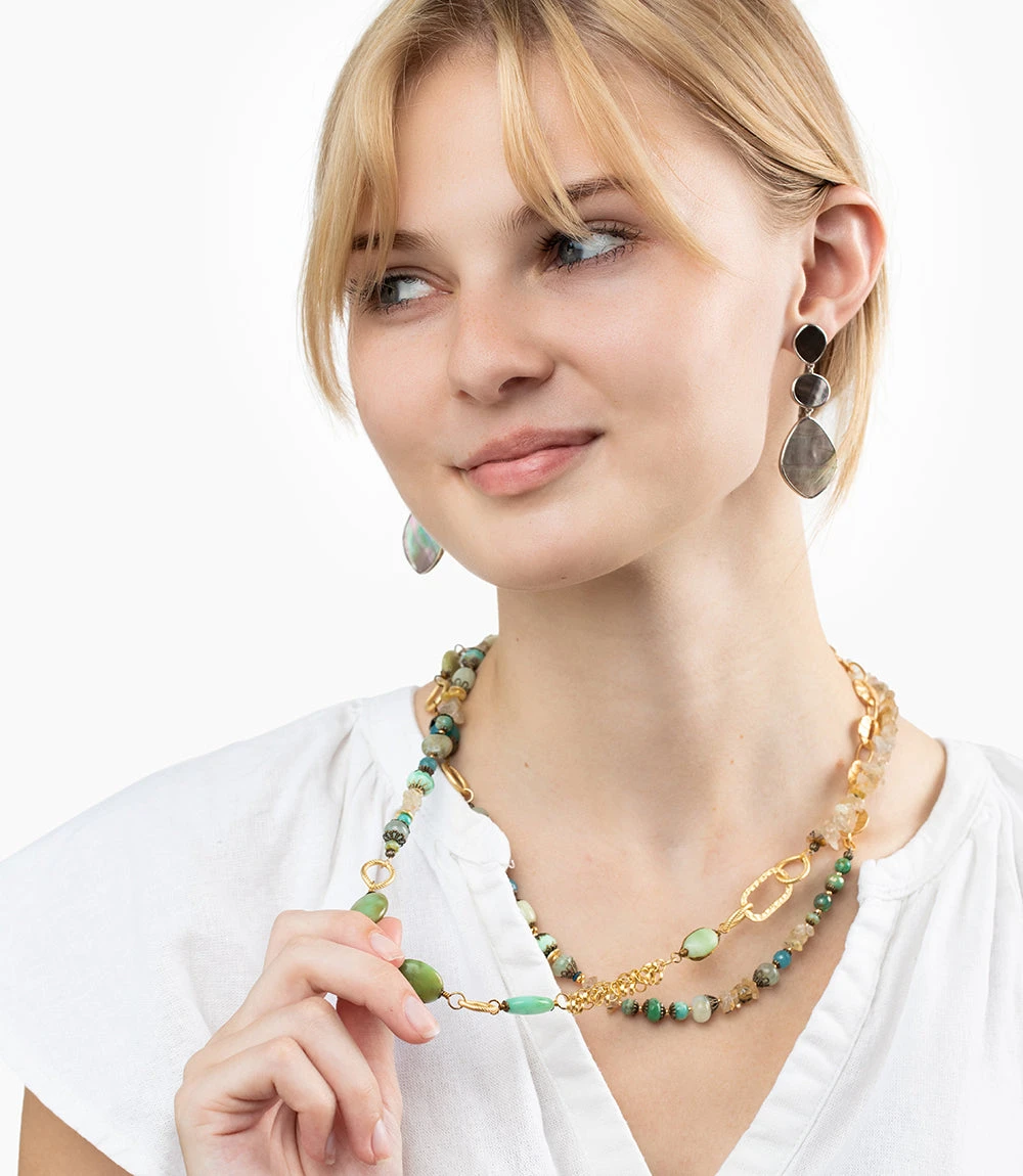 Beaded Quartz Necklace Beaded Quartz Necklace -Karen Kane av5