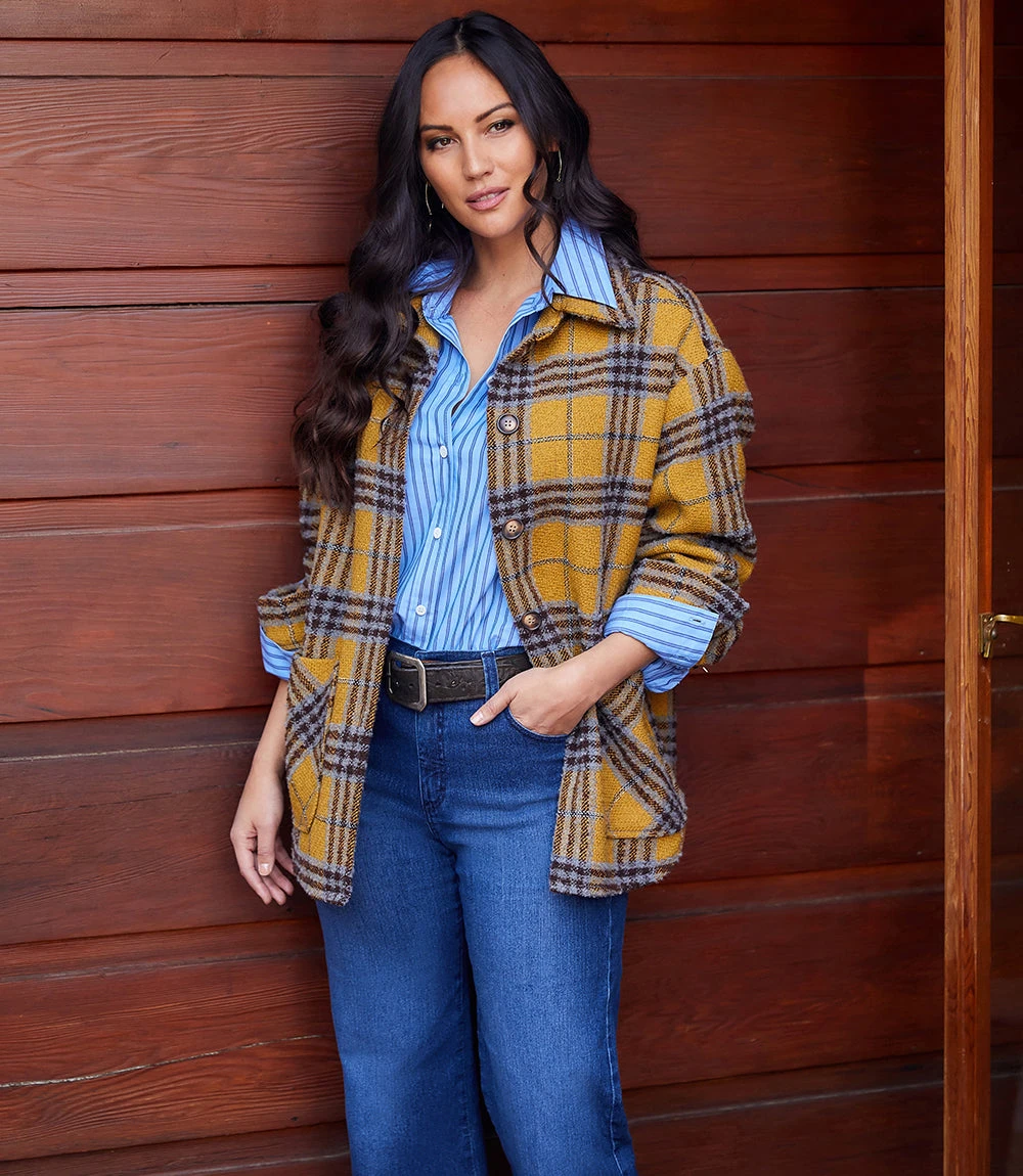 Plaid Shirt Jacket Plaid Shirt Jacket -Karen Kane karenkane 2022 fall 3L31232 PLA