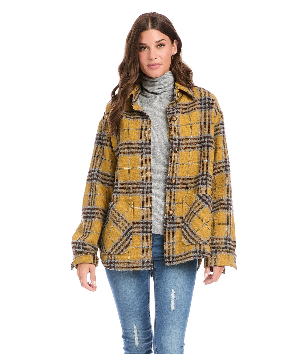 Plaid Shirt Jacket Plaid Shirt Jacket -Karen Kane karenkane 2022 fall 3L31232 PLA 001