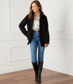 Boucle Shirt Jacket -Karen Kane karenkane 2022 fall 3L45587 BLK 007