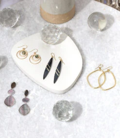 Dark Mother Of Pearl Three Drop Earrings -Karen Kane soona